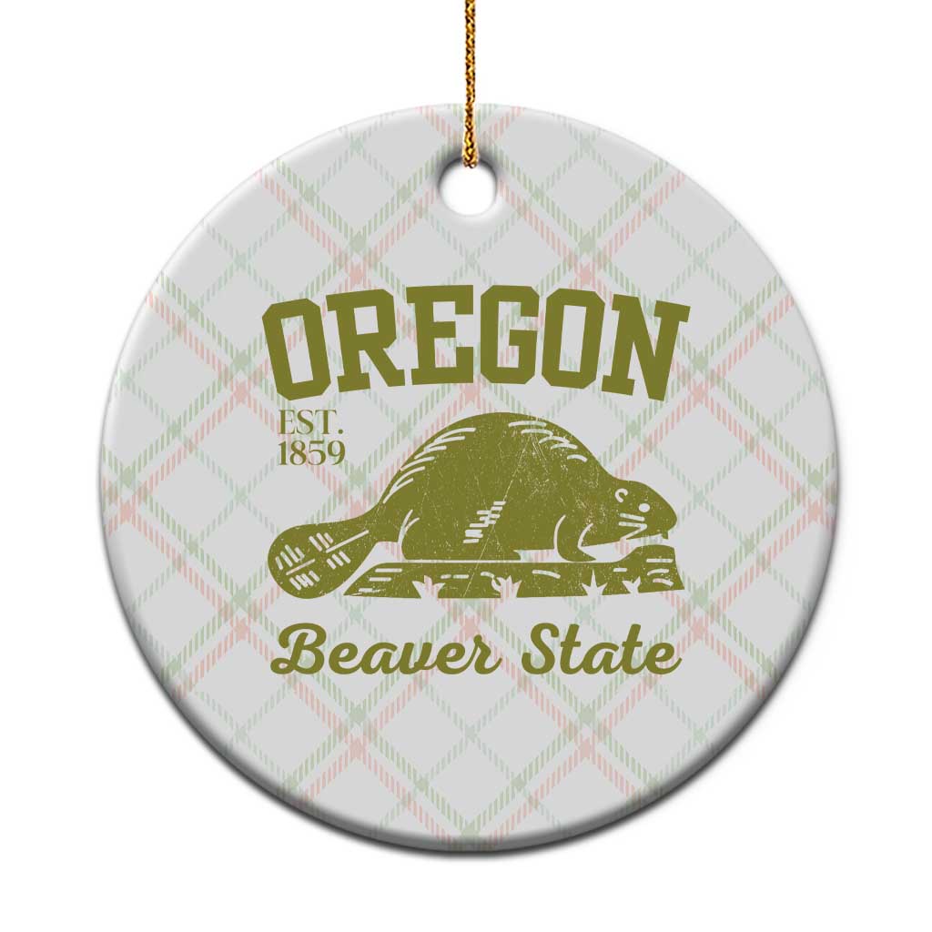 Beaver State Oregon Ceramic Ornament Est 1859 Vintage Flag - Wonder Print Shop