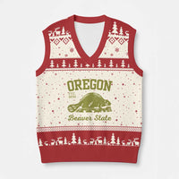 Beaver State Oregon V-Neck Knit Sweater Vest Est 1859 Vintage Flag - Wonder Print Shop