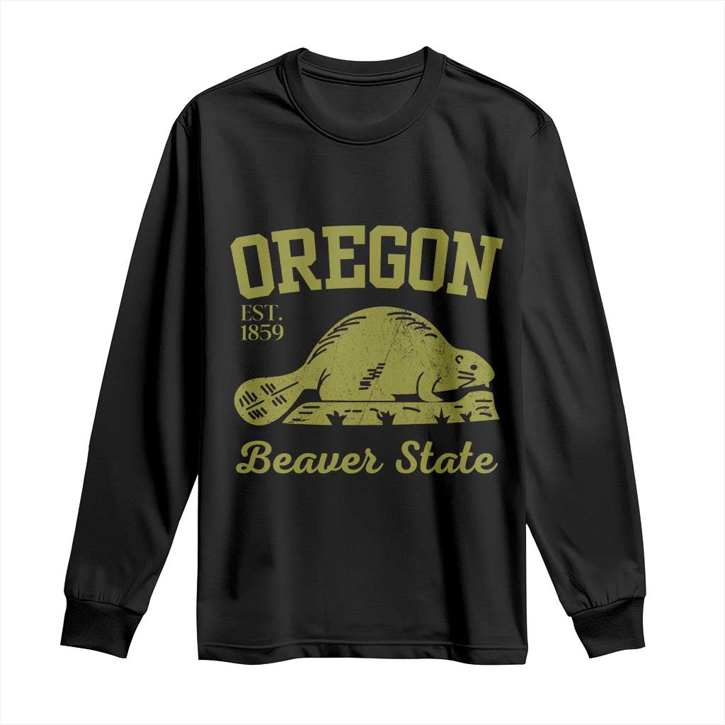 Beaver State Oregon Long Sleeve Shirt Est 1859 Vintage Flag