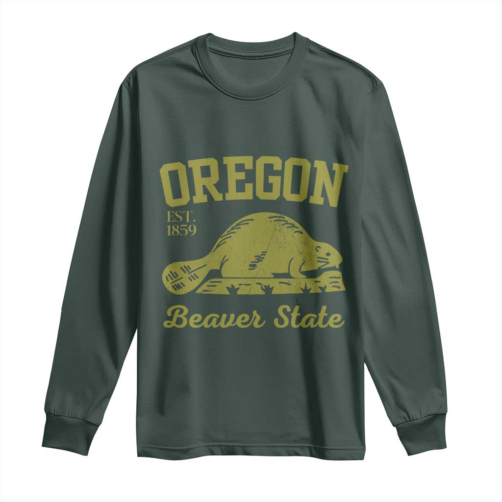 Beaver State Oregon Long Sleeve Shirt Est 1859 Vintage Flag