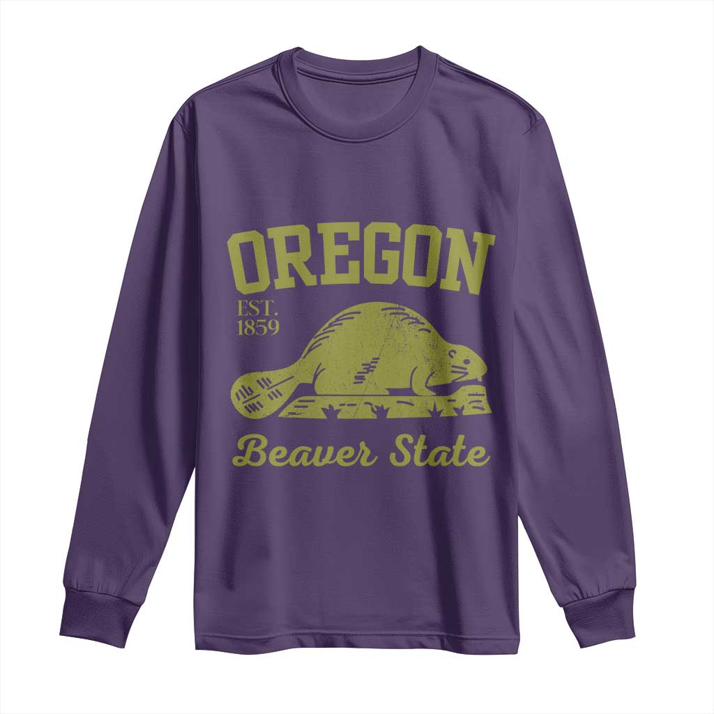 Beaver State Oregon Long Sleeve Shirt Est 1859 Vintage Flag