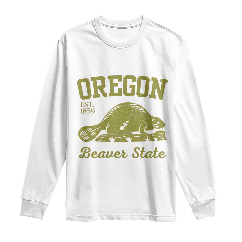 Beaver State Oregon Long Sleeve Shirt Est 1859 Vintage Flag
