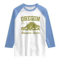 Beaver State Oregon Raglan Shirt Est 1859 Vintage Flag