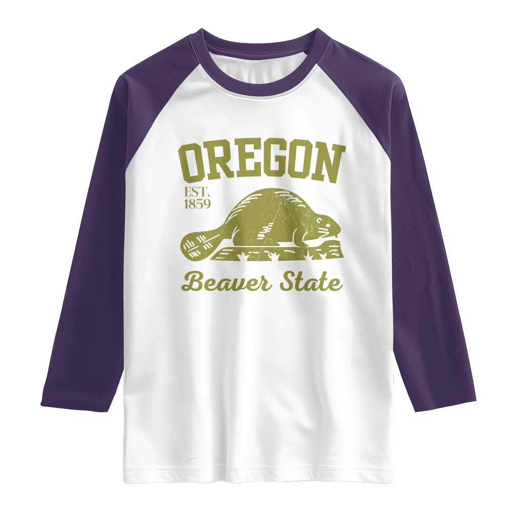 Beaver State Oregon Raglan Shirt Est 1859 Vintage Flag