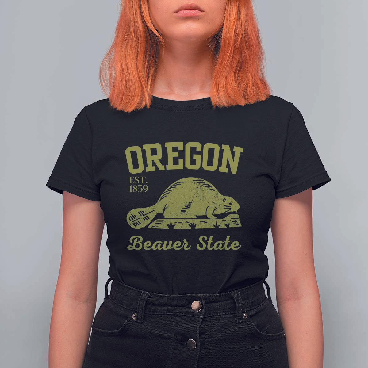Beaver State Oregon T Shirt For Women Est 1859 Vintage Flag