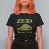 Beaver State Oregon T Shirt For Women Est 1859 Vintage Flag