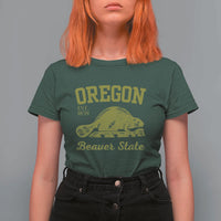 Beaver State Oregon T Shirt For Women Est 1859 Vintage Flag