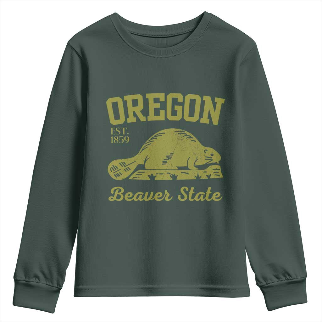 Beaver State Oregon Youth Sweatshirt Est 1859 Vintage Flag