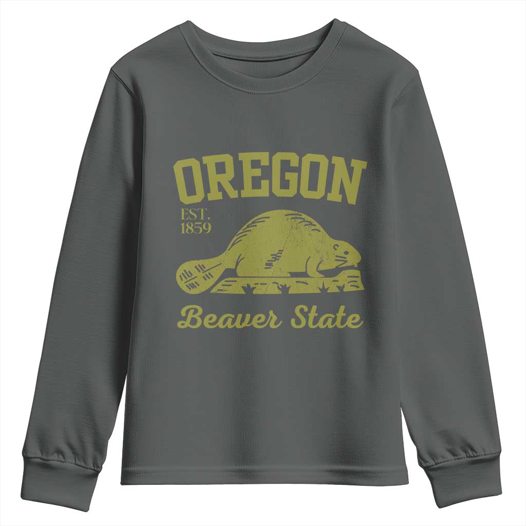 Beaver State Oregon Youth Sweatshirt Est 1859 Vintage Flag