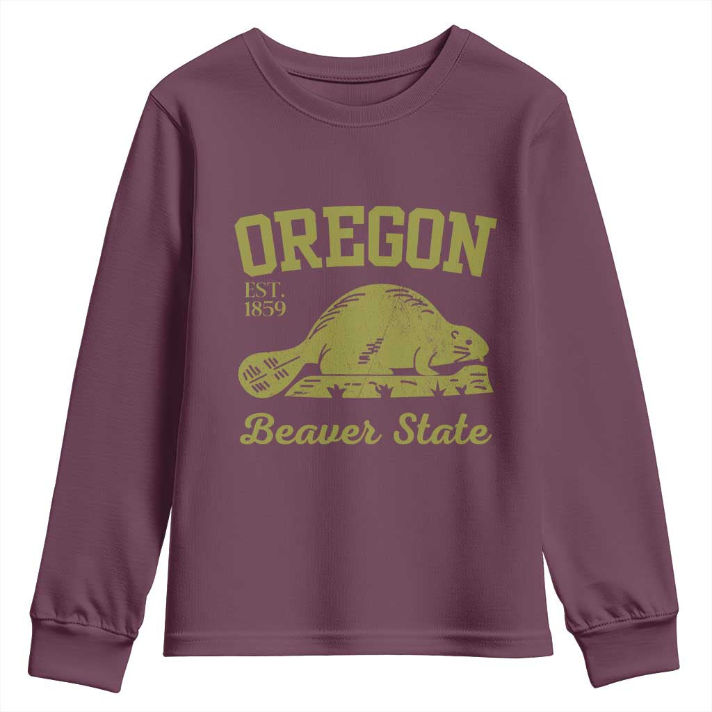 Beaver State Oregon Youth Sweatshirt Est 1859 Vintage Flag