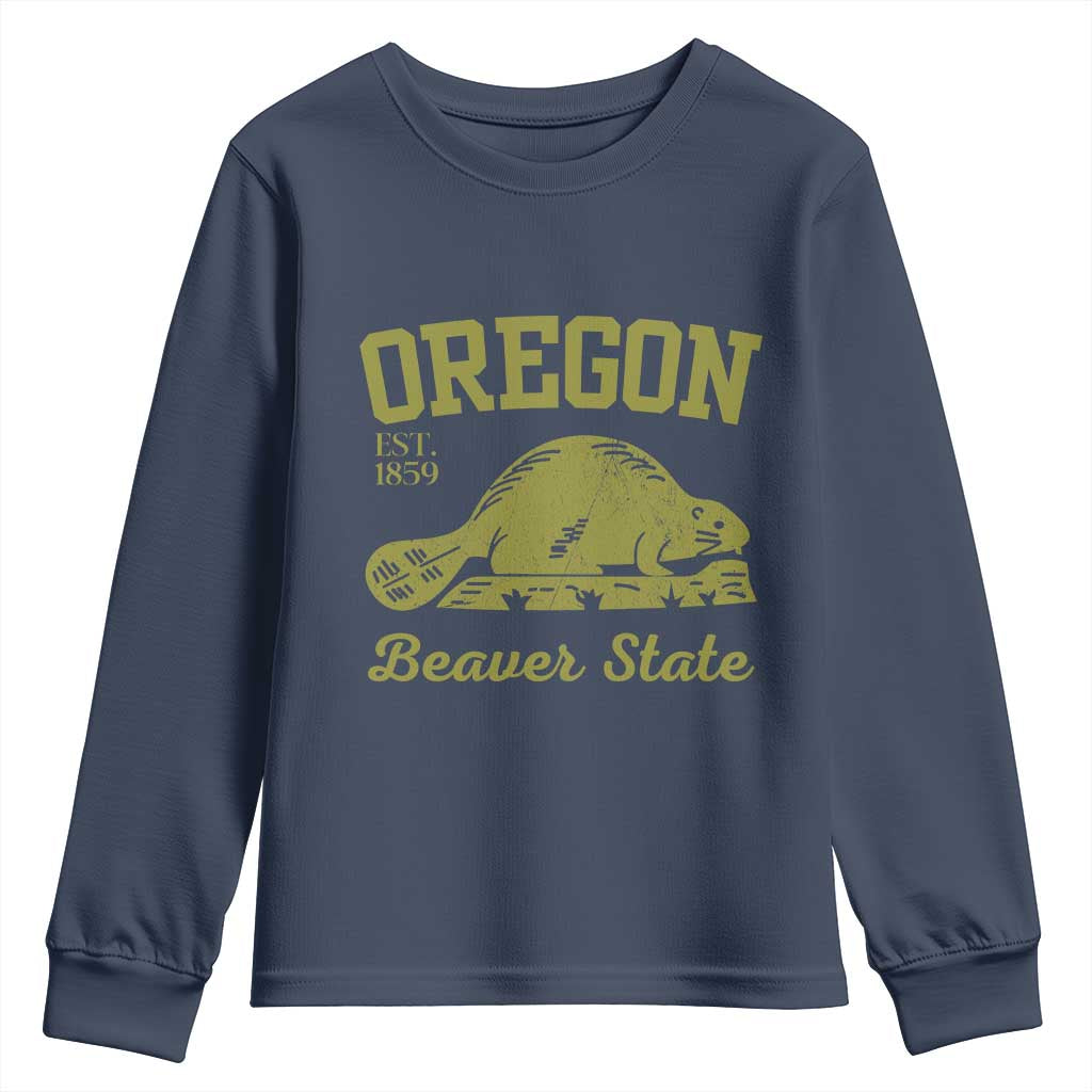 Beaver State Oregon Youth Sweatshirt Est 1859 Vintage Flag