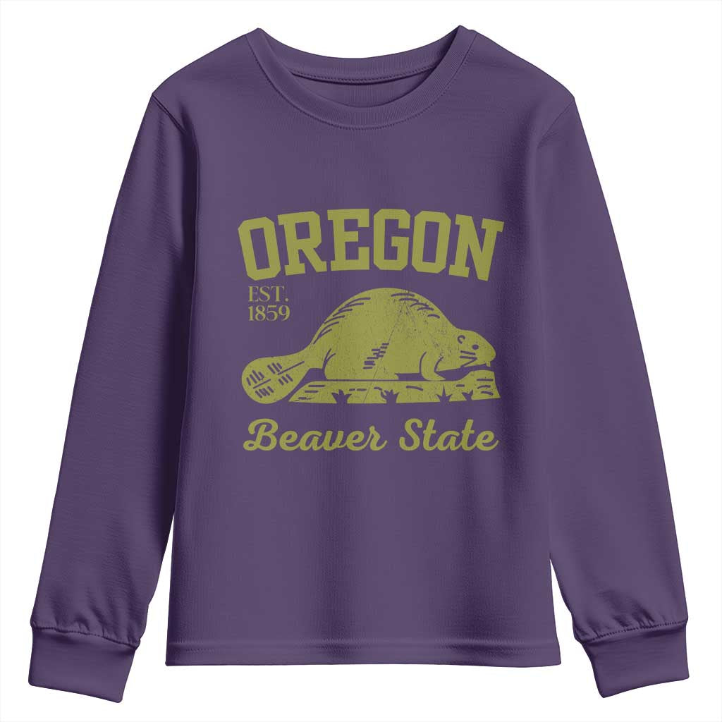 Beaver State Oregon Youth Sweatshirt Est 1859 Vintage Flag