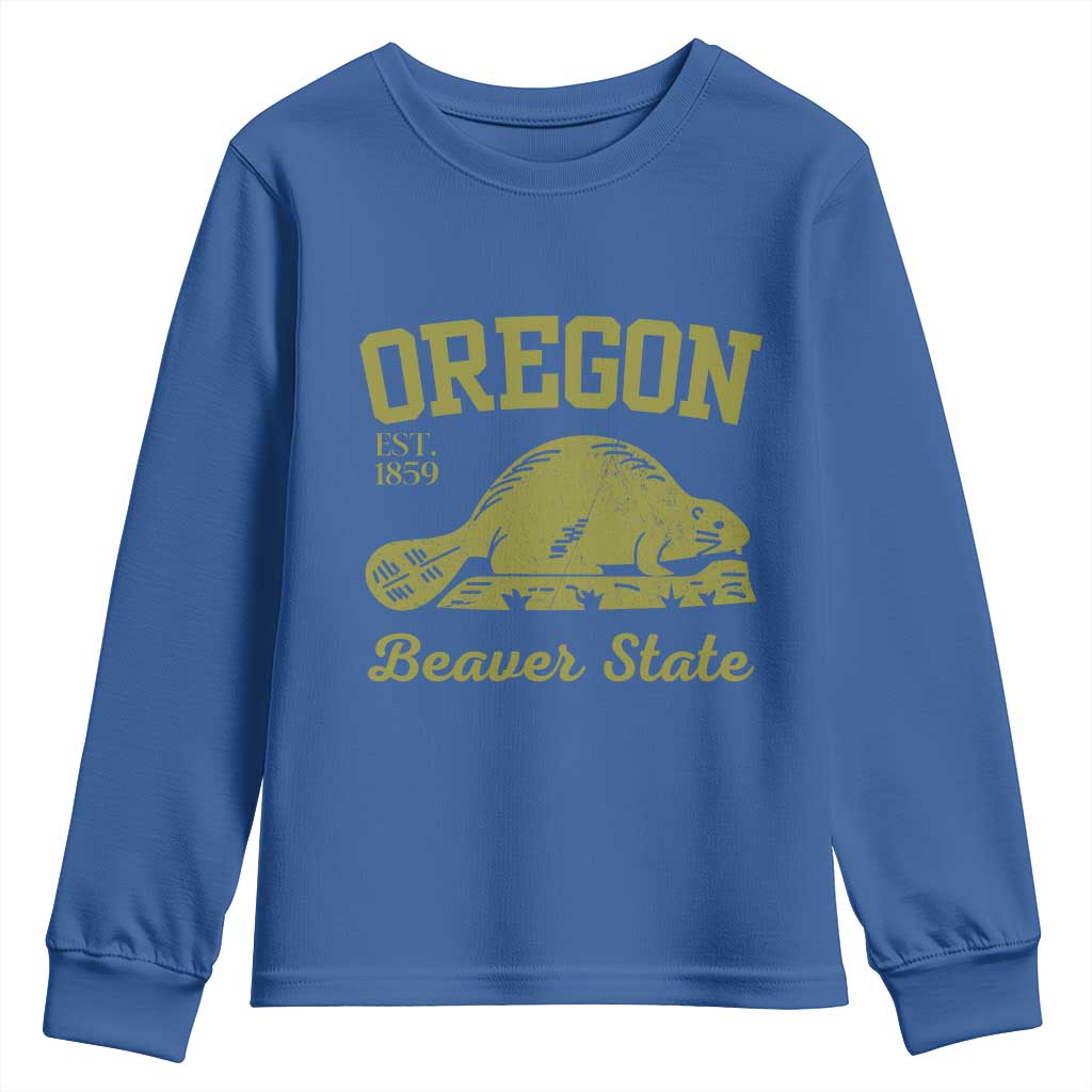 Beaver State Oregon Youth Sweatshirt Est 1859 Vintage Flag