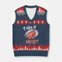 I Like It Moist Oyster Funny Offensive V-Neck Knit Sweater Vest Inappropriate Adult Humor - Wonder Print Shop