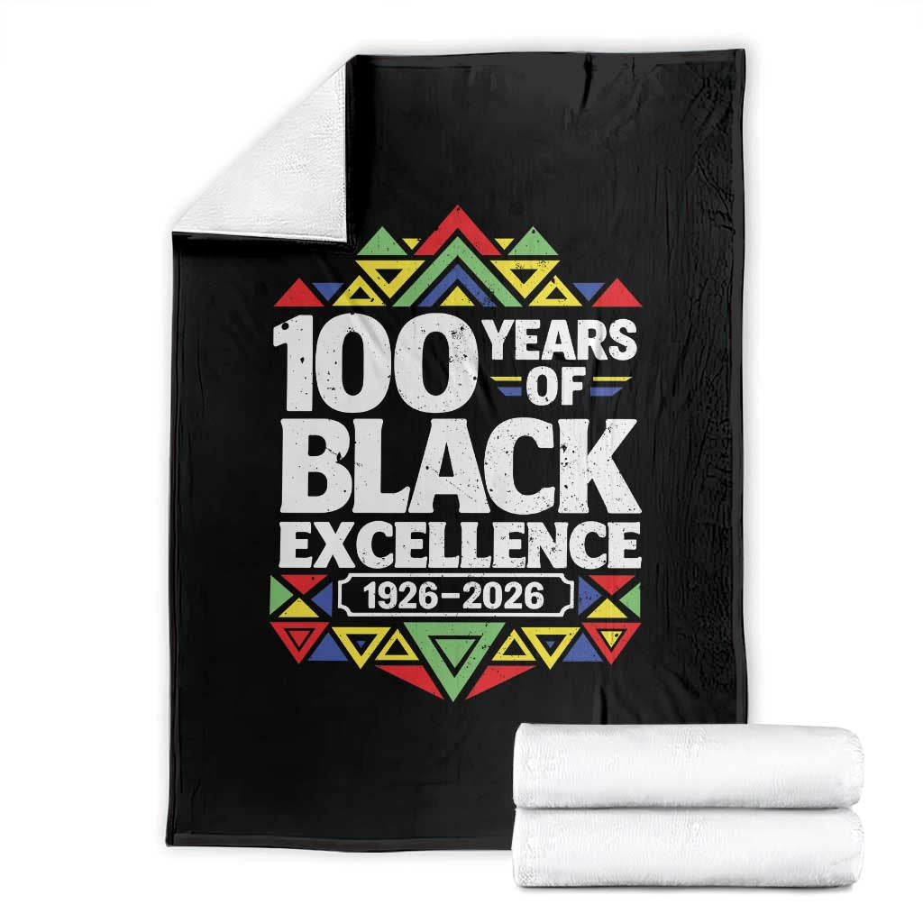 100 Years of Black Excellence 1926 2026 Throw Blanket African Tribal Pattern Heritage Celebrating Black History