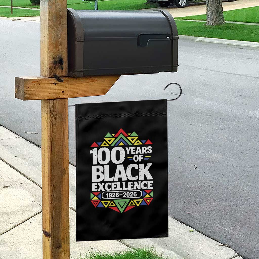 100 Years of Black Excellence 1926 2026 Garden Flag African Tribal Pattern Heritage Celebrating Black History