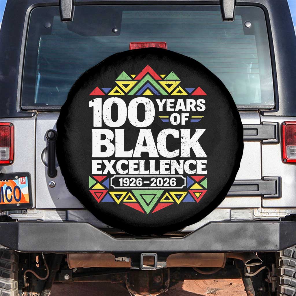 100 Years of Black Excellence 1926 2026 Spare Tire Cover African Tribal Pattern Heritage Celebrating Black History