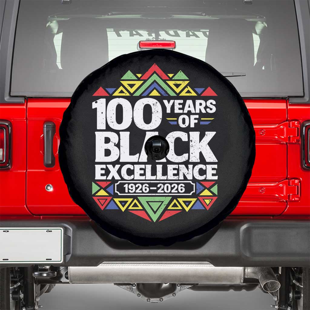 100 Years of Black Excellence 1926 2026 Spare Tire Cover African Tribal Pattern Heritage Celebrating Black History