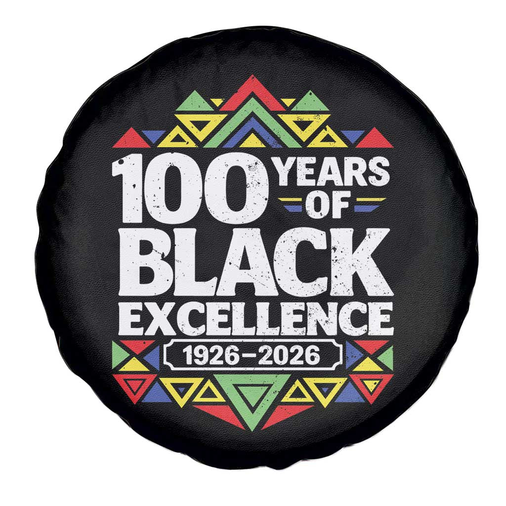 100 Years of Black Excellence 1926 2026 Spare Tire Cover African Tribal Pattern Heritage Celebrating Black History