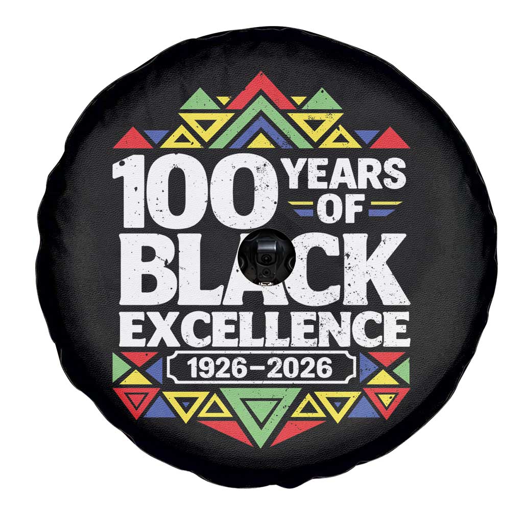 100 Years of Black Excellence 1926 2026 Spare Tire Cover African Tribal Pattern Heritage Celebrating Black History