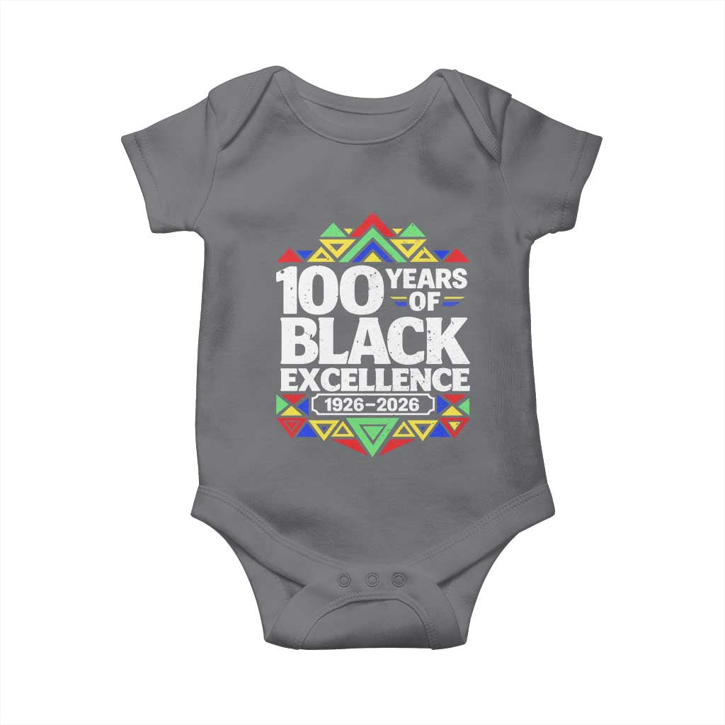 100 Years of Black Excellence 1926 2026 Baby Onesie African Tribal Pattern Heritage Celebrating Black History