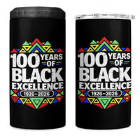 100 Years of Black Excellence 1926 2026 4 in 1 Can Cooler Tumbler African Tribal Pattern Heritage Celebrating Black History