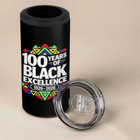100 Years of Black Excellence 1926 2026 4 in 1 Can Cooler Tumbler African Tribal Pattern Heritage Celebrating Black History
