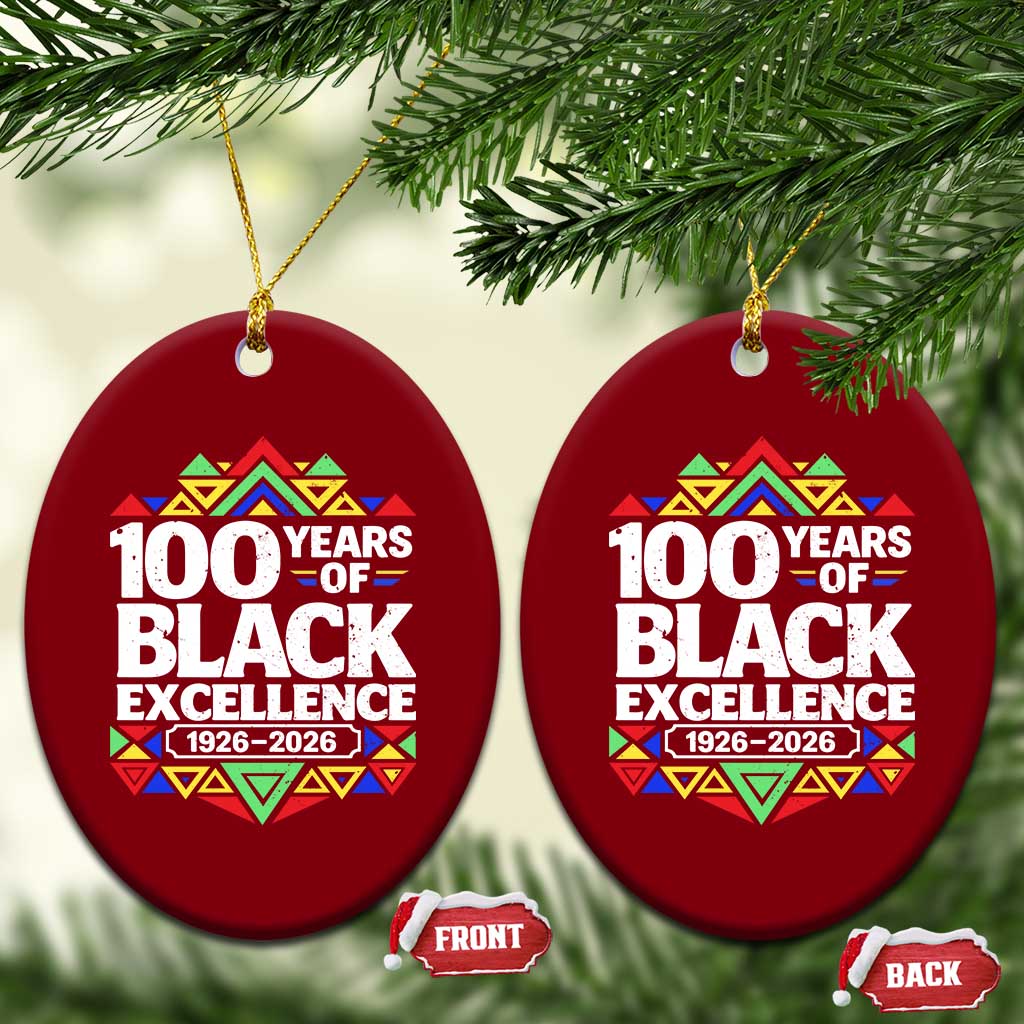 100 Years of Black Excellence 1926 2026 Ceramic Ornament African Tribal Pattern Heritage Celebrating Black History