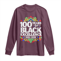 100 Years of Black Excellence 1926 2026 Long Sleeve Shirt African Tribal Pattern Heritage Celebrating Black History