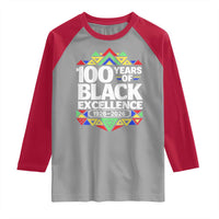 100 Years of Black Excellence 1926 2026 Raglan Shirt African Tribal Pattern Heritage Celebrating Black History