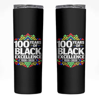 100 Years of Black Excellence 1926 2026 Skinny Tumbler African Tribal Pattern Heritage Celebrating Black History