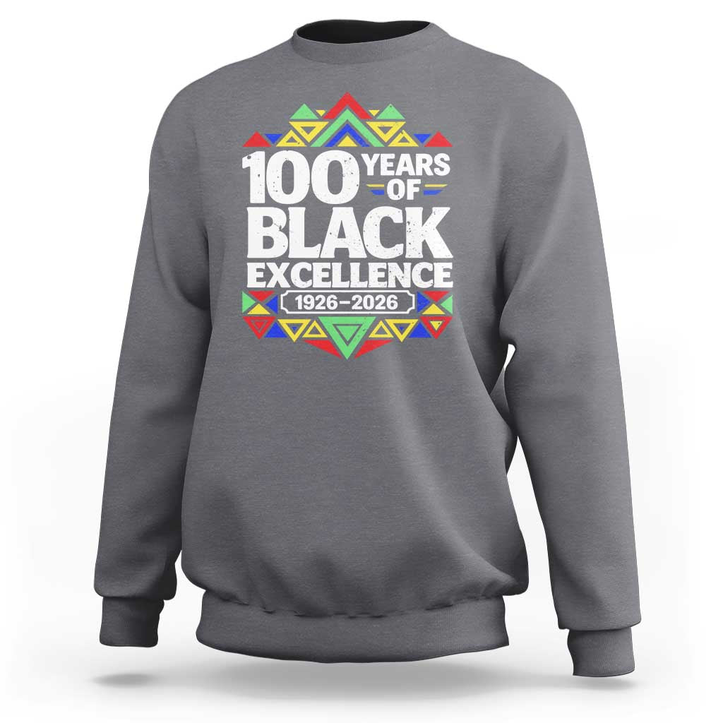 100 Years of Black Excellence 1926 2026 Sweatshirt African Tribal Pattern Heritage Celebrating Black History