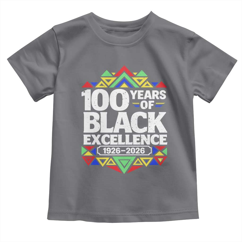 100 Years of Black Excellence 1926 2026 Toddler T Shirt African Tribal Pattern Heritage Celebrating Black History