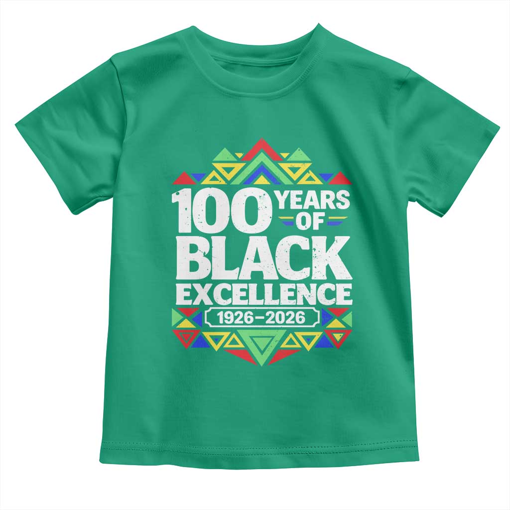 100 Years of Black Excellence 1926 2026 Toddler T Shirt African Tribal Pattern Heritage Celebrating Black History