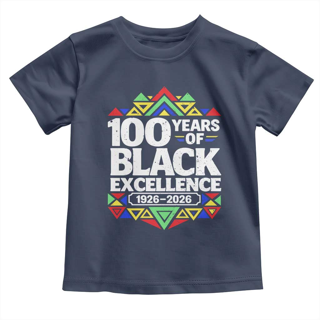 100 Years of Black Excellence 1926 2026 Toddler T Shirt African Tribal Pattern Heritage Celebrating Black History