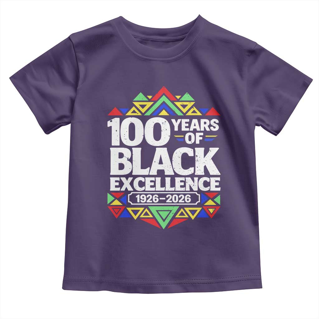 100 Years of Black Excellence 1926 2026 Toddler T Shirt African Tribal Pattern Heritage Celebrating Black History