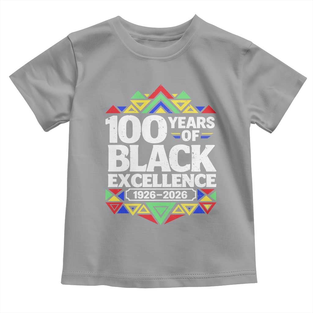 100 Years of Black Excellence 1926 2026 Toddler T Shirt African Tribal Pattern Heritage Celebrating Black History