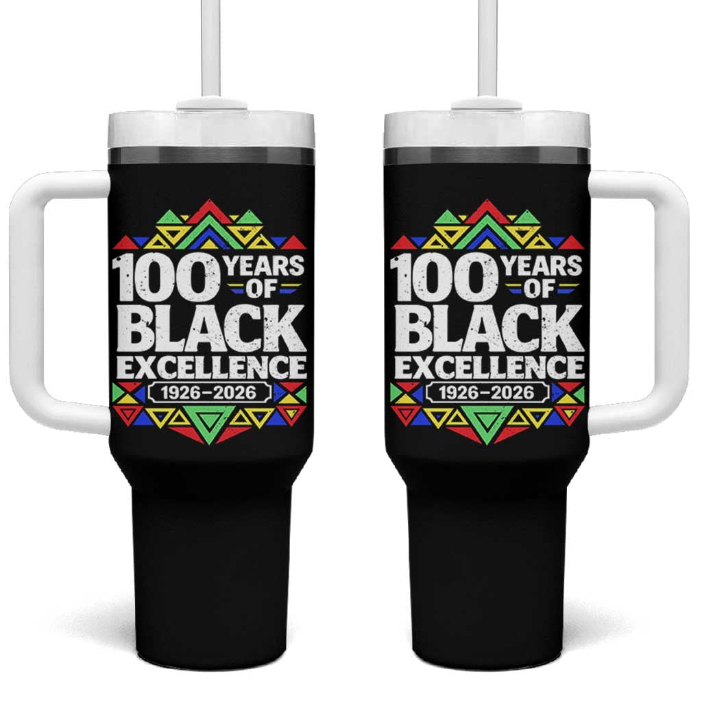 100 Years of Black Excellence 1926 2026 Tumbler With Handle African Tribal Pattern Heritage Celebrating Black History