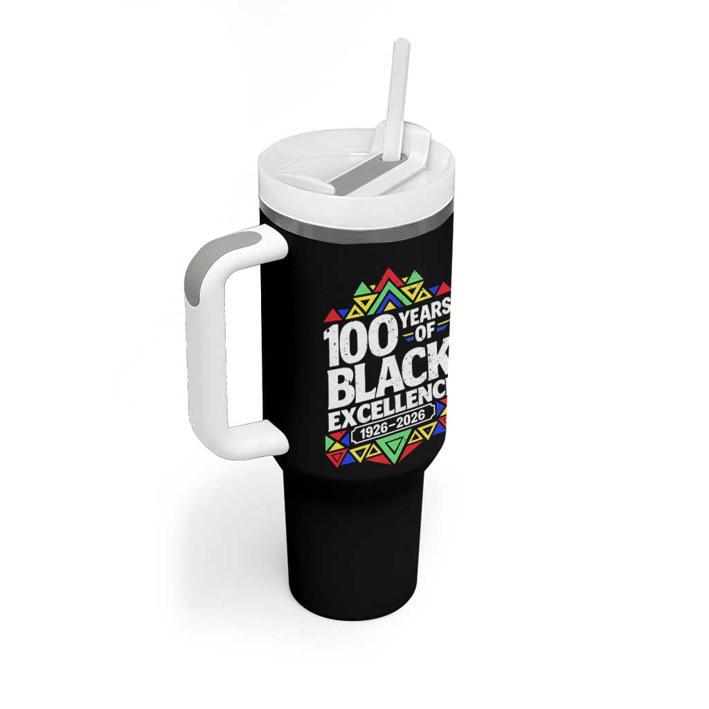 100 Years of Black Excellence 1926 2026 Tumbler With Handle African Tribal Pattern Heritage Celebrating Black History