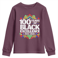 100 Years of Black Excellence 1926 2026 Youth Sweatshirt African Tribal Pattern Heritage Celebrating Black History