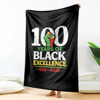 100 Years of Black Excellence 1926 2026 Throw Blanket Pan-African Raised Fist Pride Honoring Black History Legacy