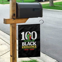 100 Years of Black Excellence 1926 2026 Garden Flag Pan-African Raised Fist Pride Honoring Black History Legacy