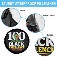 100 Years of Black Excellence 1926 2026 Spare Tire Cover Pan-African Raised Fist Pride Honoring Black History Legacy