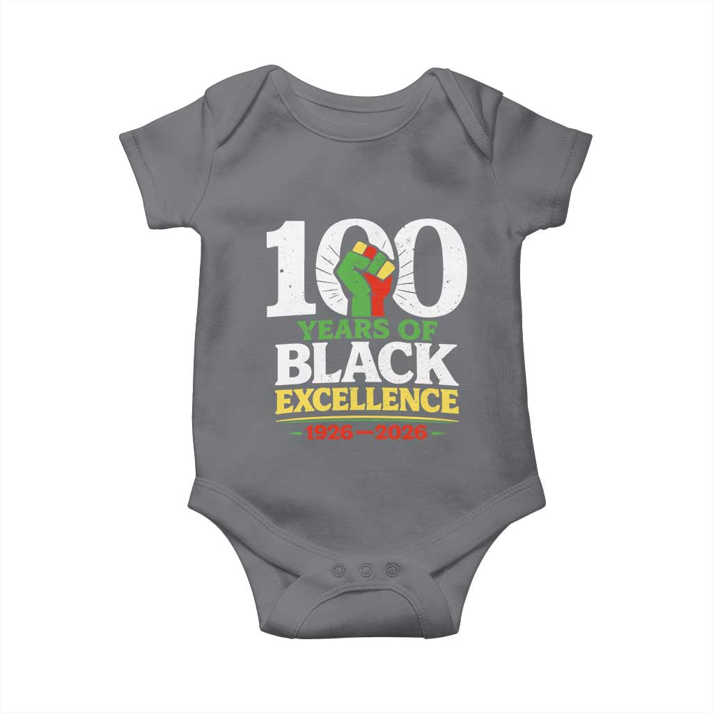 100 Years of Black Excellence 1926 2026 Baby Onesie Pan-African Raised Fist Pride Honoring Black History Legacy