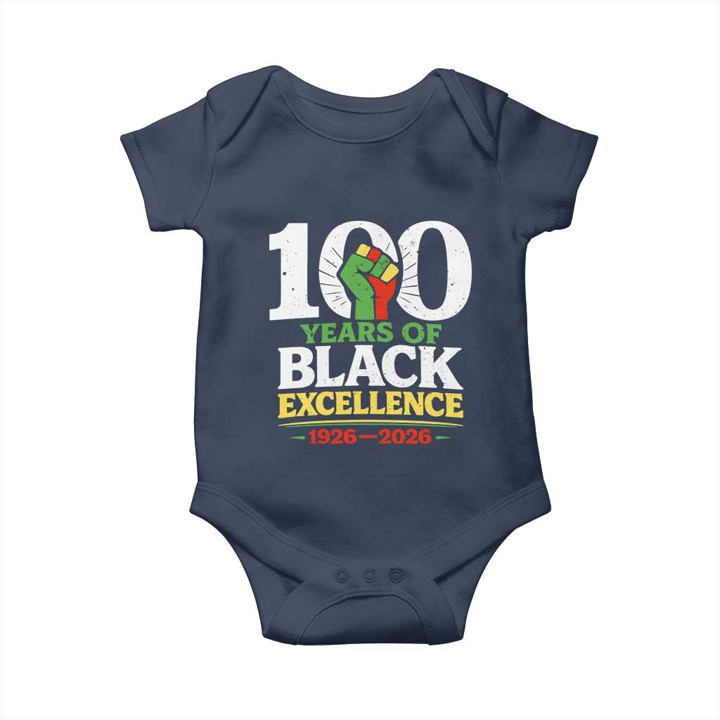 100 Years of Black Excellence 1926 2026 Baby Onesie Pan-African Raised Fist Pride Honoring Black History Legacy
