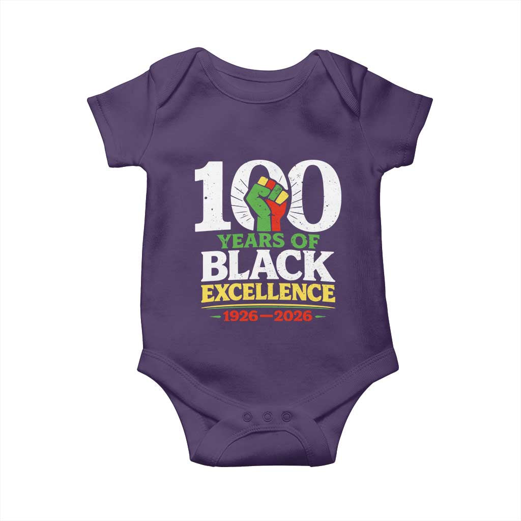 100 Years of Black Excellence 1926 2026 Baby Onesie Pan-African Raised Fist Pride Honoring Black History Legacy