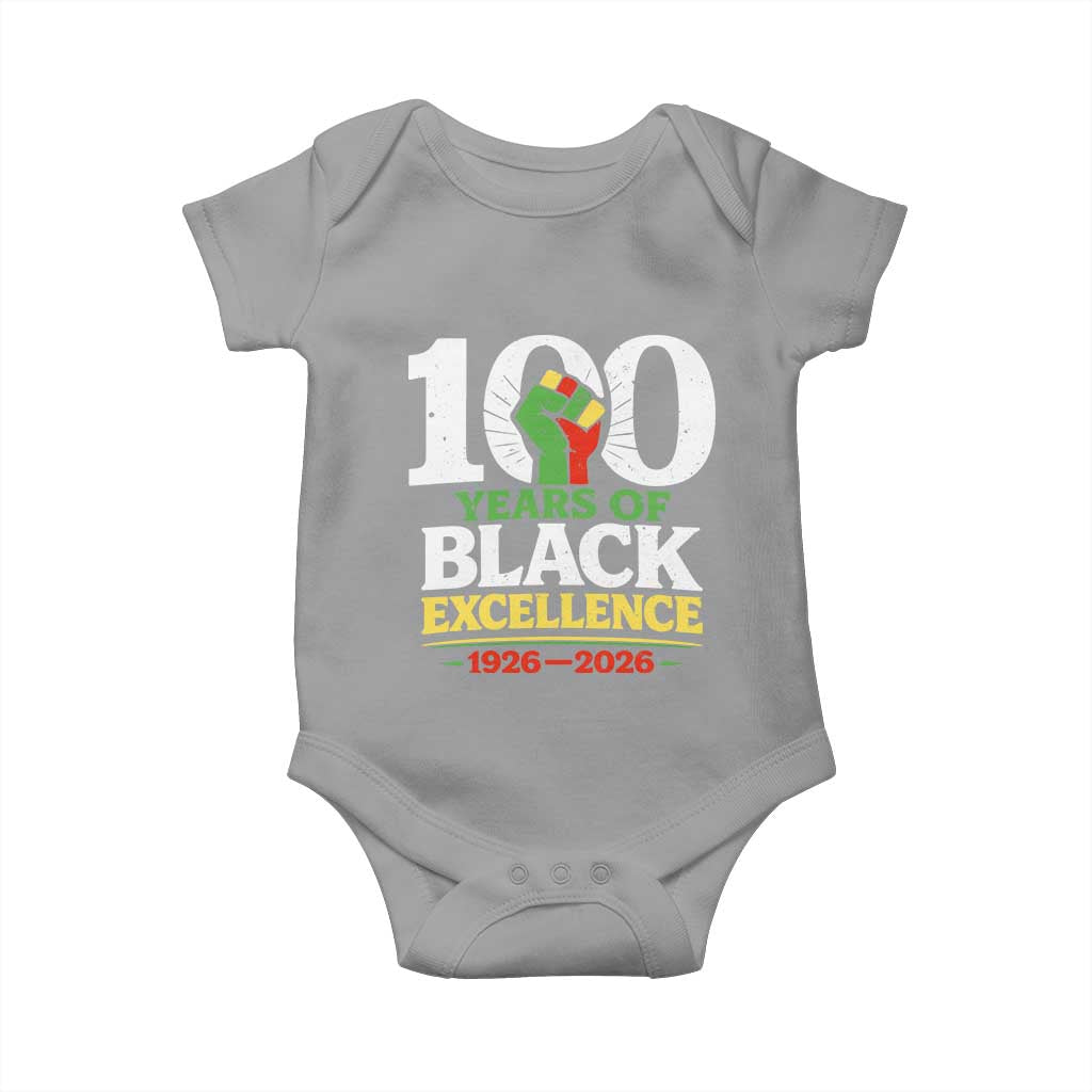 100 Years of Black Excellence 1926 2026 Baby Onesie Pan-African Raised Fist Pride Honoring Black History Legacy