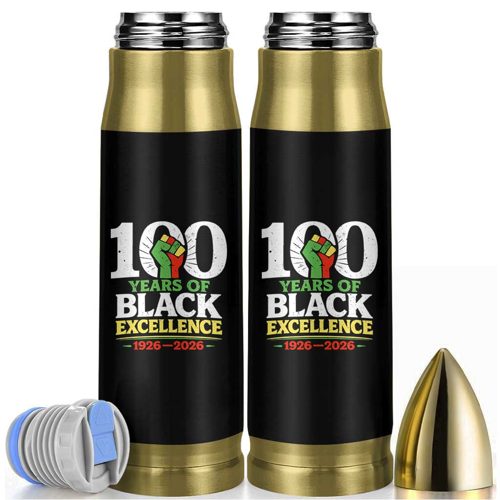 100 Years of Black Excellence 1926 2026 Bullet Tumbler Pan-African Raised Fist Pride Honoring Black History Legacy
