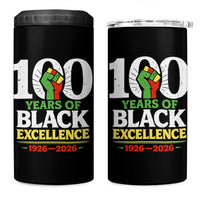 100 Years of Black Excellence 1926 2026 4 in 1 Can Cooler Tumbler Pan-African Raised Fist Pride Honoring Black History Legacy
