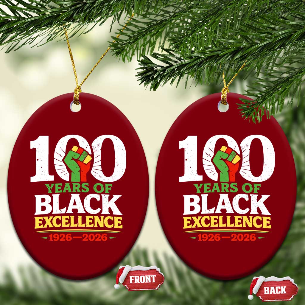 100 Years of Black Excellence 1926 2026 Ceramic Ornament Pan-African Raised Fist Pride Honoring Black History Legacy